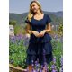 thumbnail image 4 of Vestido Belle Poque vintage con capas en forma de A Swing, azul marino, 4 of 6