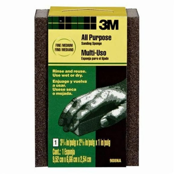 24-Pack of 3-3/4 x 2-5/8 x 1 3M 908 All Purpose Sanding Sponge, Fine/Medium