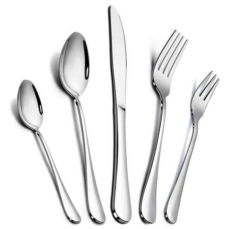 

25-piece Forks and Spoons Silverware Set Food Grade Stainless Steel Flatware Cutlery Set for Home Kitchen and Restaurant Mirror Polished Dishwasher Safe