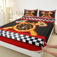 thumbnail image 3 of Feelyou Teens Firefighter Full Size Sheets, Checkered Plaid Bed Sheets, Realistic Flame Sheet Sets, Luxury Bedroom Decor,4 Pieces, 3 of 7