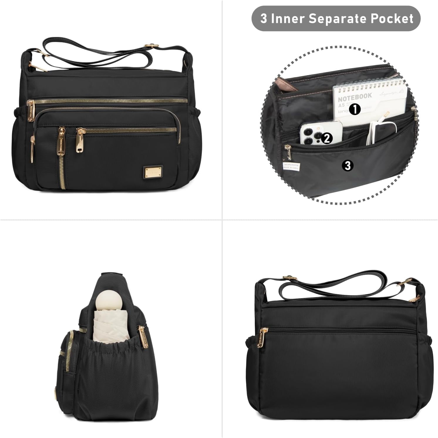 Crossbody Bag for Women, Shoulder Purse Handbag Messenger Bag, Trendy Pocketbooks, Waterproof and Multi-Pockets