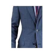 DTI BB Signature Men's Two Button Linen Blazer Modern Fit Jacket Blue Check