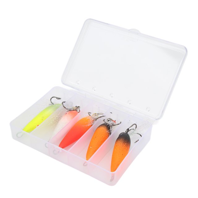 Anzuelos triples para pesca en hielo, anzuelos de pesca flotantes de espuma de acero con alto contenido de carbono, con caja, 5 uds.
