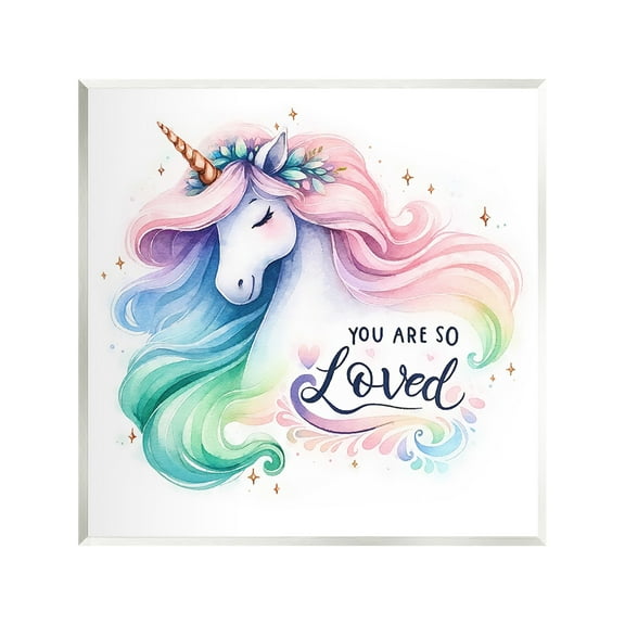 Stupell Industries So Loved Unicorn Fairy Tales & Fantasy Painting Unframed Art Print Wall Art, 12 x 12