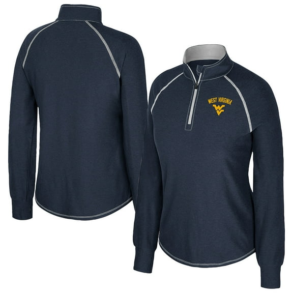 Women's Colosseum Navy West Virginia Mountaineers Bikram Raglan Quarter-Zip Top