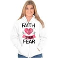 thumbnail image 4 of Faith Over Fear Breast Cancer Ribbon Womens Plus Size Graphic Zipper Hoodie Brisco Brands 3X, 4 of 5