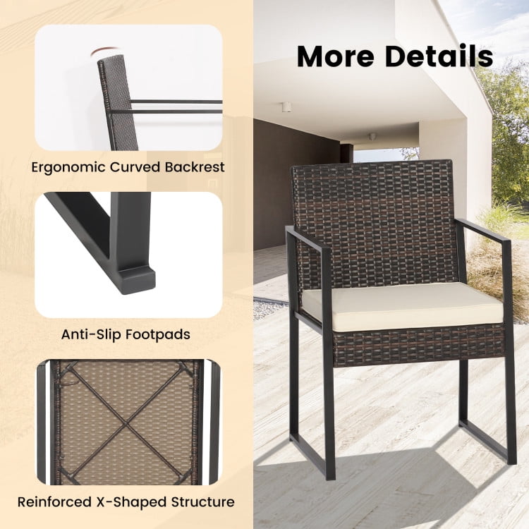 Aimee Lii 3 Pieces Patio Wicker Furniture Set with Coffee Table, Outdoor Patio Set, Off White Aimee Lii 3 Pieces Patio Wicker Furniture Set with Coffee Table, Outdoor Patio Set, Off White