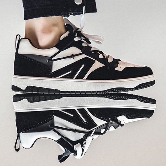 Zapatillas de deporte para hombre con cordones de cuero PU resistente al desgaste para primavera otoño (39) Negro Wdftyju Tenis De Mujer Tenis De Hombre