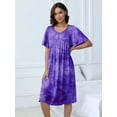 thumbnail image 2 of MINTREUS Nightgown Short Sleeve for Women Sleepwear V Neck Nightshirt House Dress with Pockets, 2 of 7