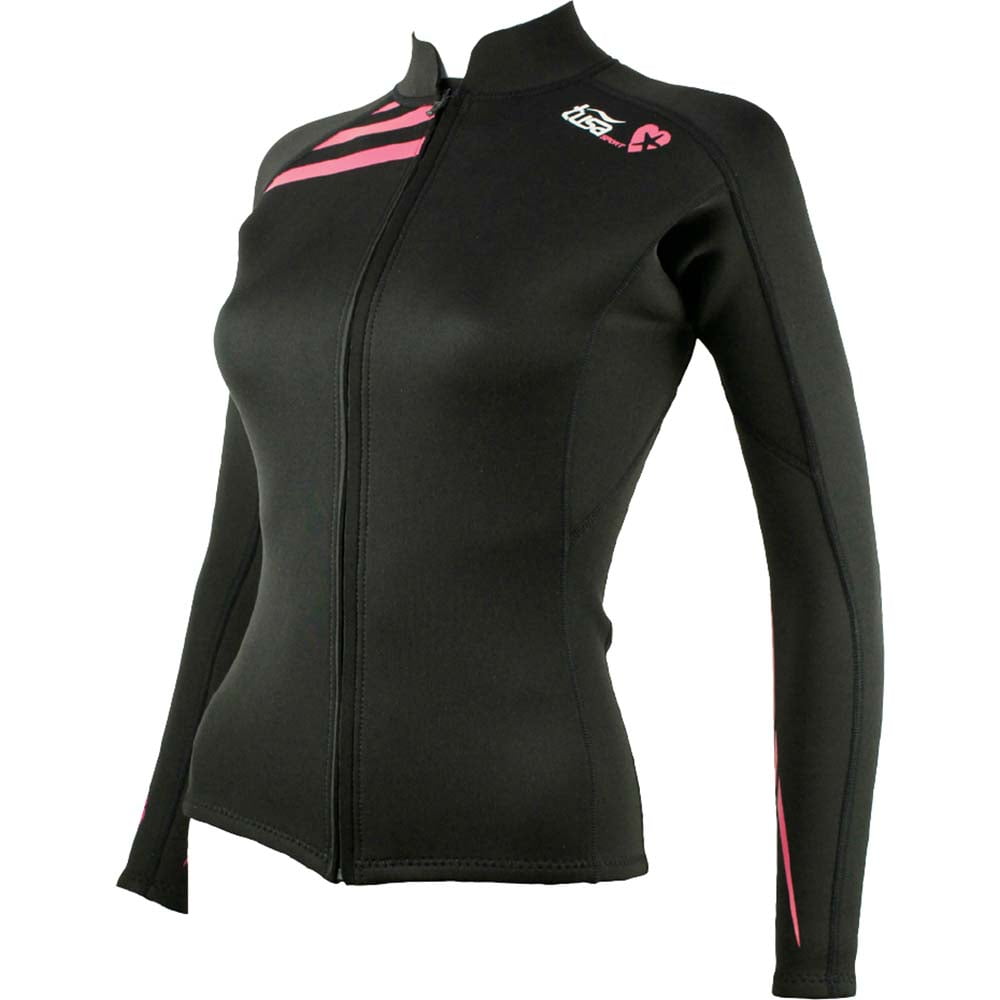 Womens Wetsuit Vest Smooth Skin Black Neoprene  2mm 3/4 Zip Zipper Jacket Top 