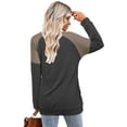 thumbnail image 4 of Womens Tops Color Block Pullover Long Sleeve T Shirts with Pockets Crew Neck Tunic Blouse, 4 of 5
