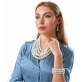 thumbnail image 2 of Large Pearl Necklace for Women Five Multi Strand Pearl Necklace Bracelet Earrings set Big Pearl Bib Necklace 1920s Costume Jewelry Set, 2 of 4