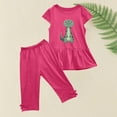 thumbnail image 4 of Kovlvoll Baby Toddler Girls Clothes Outfits Crewneck Short Sleeve Printed Shirt Tops with Capri Pants 2 Piece Set, 4 of 5