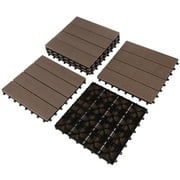 Patio Floor Tiles - Set of 6 Wood/Plastic Composite Interlocking Deck Tiles for Outdoor Flooring – Covers 5.8-Square-Feet by Pure Garden (Mocha Brown)
