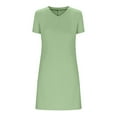 thumbnail image 7 of SMihono Summer Dresses for Women 2025 Fashion Side Slit Short Sleeve V-Neck T Shirt Mini Dress Solid Casual Outdoor Sundress Green XXL, 7 of 7