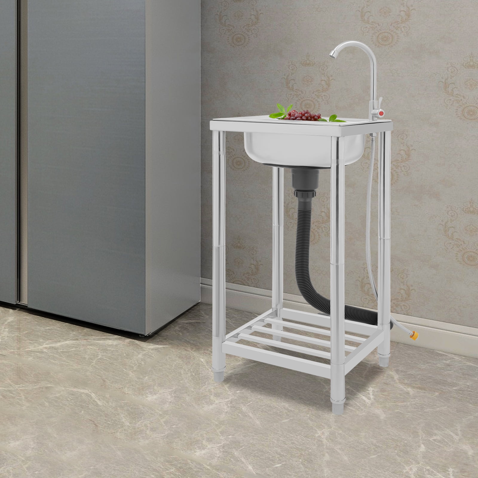 Kitchen Sink, Stainless Steel Sink, Free Standing Single Bowl Sink Used In Homes, Outdoors, Restaurants, Laundry Rooms