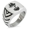 thumbnail image 1 of Stainless Steel Legendary Blackbeard Pirate Chevron Pattern Biker Style Polished Ring, 1 of 1