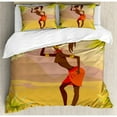 thumbnail image 3 of African Woman Duvet Cover Set Twin Size, Young Zulu Girl in Exotic Nature Tree Leaves Mountains Folkloric Clothing, Decorative 2 Piece Bedding Set with 1 Pillow Sham, Multicolor, by Ambesonne, 3 of 3