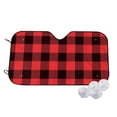 thumbnail image 2 of Lsque Buffalo Plaid Red Black Car Windshield Sun Shade | Accordion Folding Style Auto Shade for Car Truck SUV Van | Blocks UV Rays Sun Visor Protector | Medium, 2 of 7