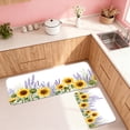 thumbnail image 4 of Watercolor Sunflowers Lavenders Kitchen Rug Set, Non-Skid Flannel Floor Mat, Extra Long Sink Runner, Soft Bathroom Mat Holiday Decor, 4 of 10