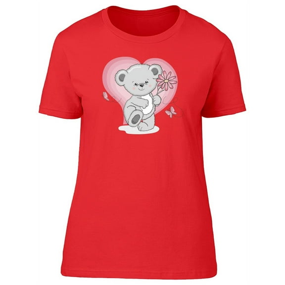 Dancing Teddy Bear With Flower T-Shirt Women -Image by Shutterstock, Female Large