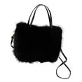 thumbnail image 2 of Bolso de peluche, bolso de hombro, bolso con asa, bolso tipo cartera, bolso suave de invierno con bandolera Negro, 2 of 9