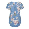thumbnail image 3 of Patlollav Plus Size Henley Tshirt Women Summer Button Down V Neck Tunic Tops Cozy Floral Print Pleated T-Shirts, 3 of 6
