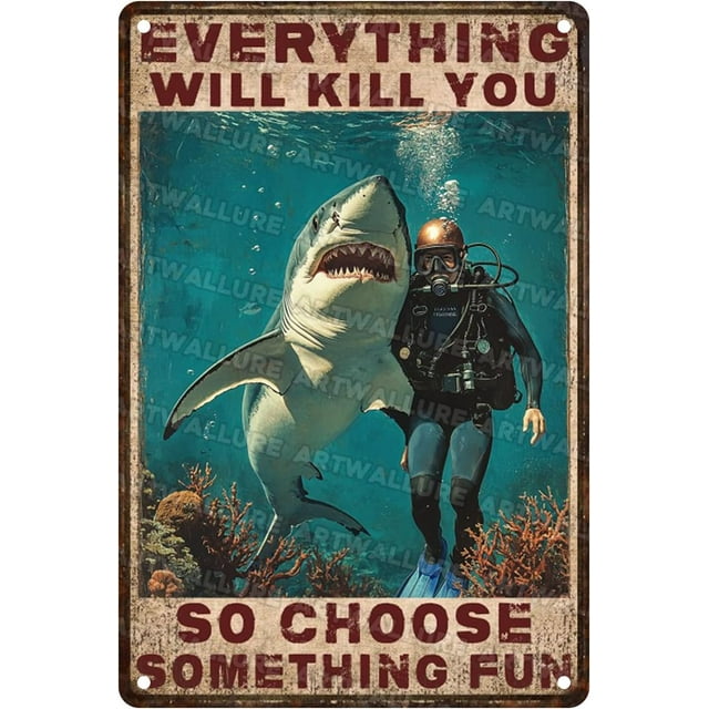 Vintage Signs Everything Will Kill You Metal Tin Sign Funny Wall Decor For Kitcen Garage Farmhouse Backyard Home 12×16 Inch