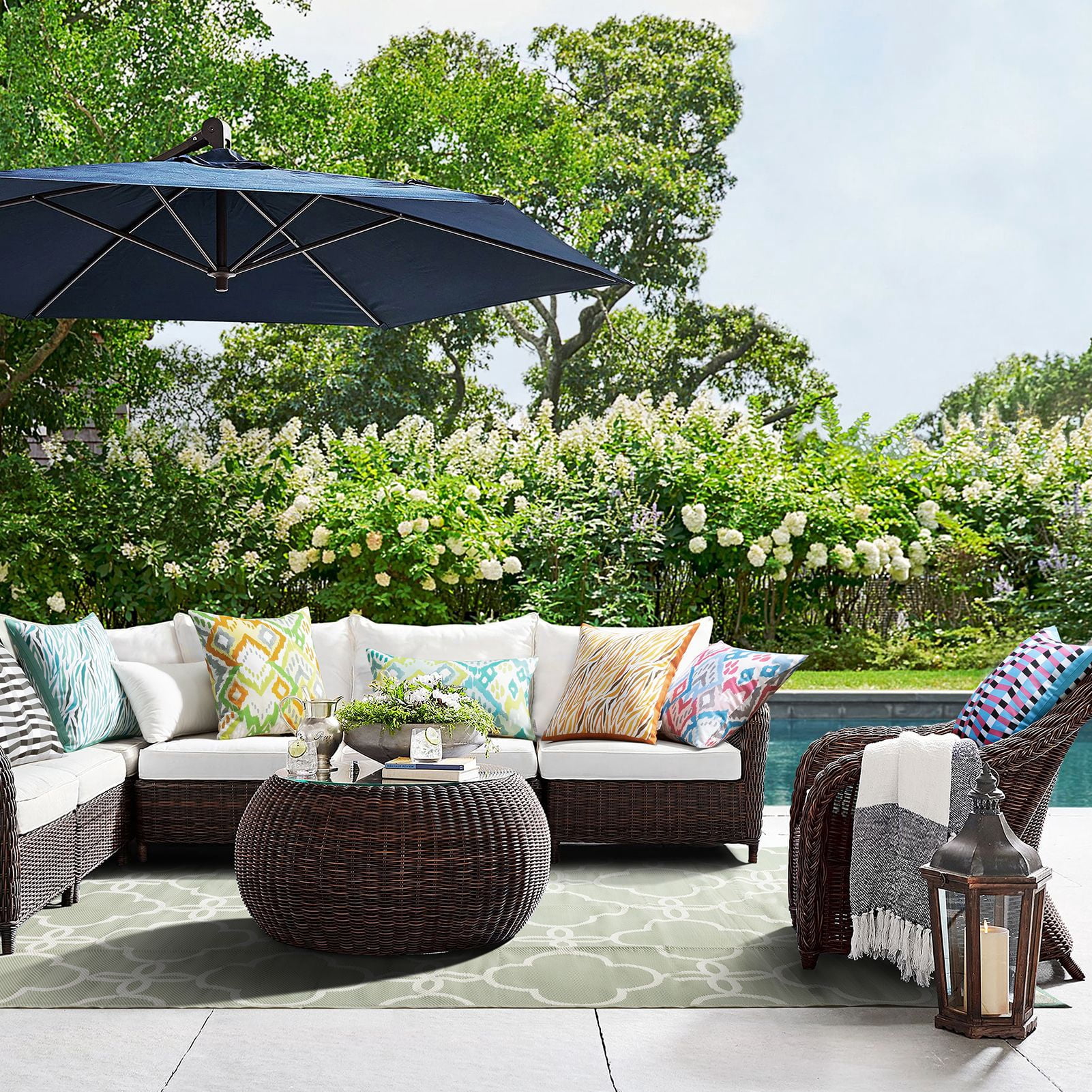 Phantoscope Boho Outdoor Decorative Throw Pillows with Inserts, Waterproof, Turquoise, 20 x 20 in, 2 Pack