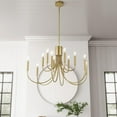 thumbnail image 3 of Aiwen Farmhouse Chandelier 30.7 inch 12-Light Gold Chandelier Industrial Classic Pendant Light Vintage Candle Style Hanging Ceiling Light for Living Room Dining Room Foyer, 3 of 7