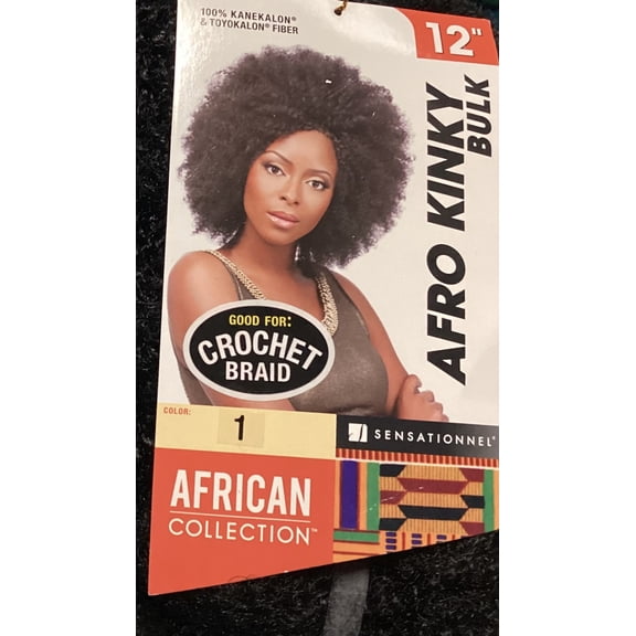 Afro kinky Bulk Crochet hair  12 inch  Color #1