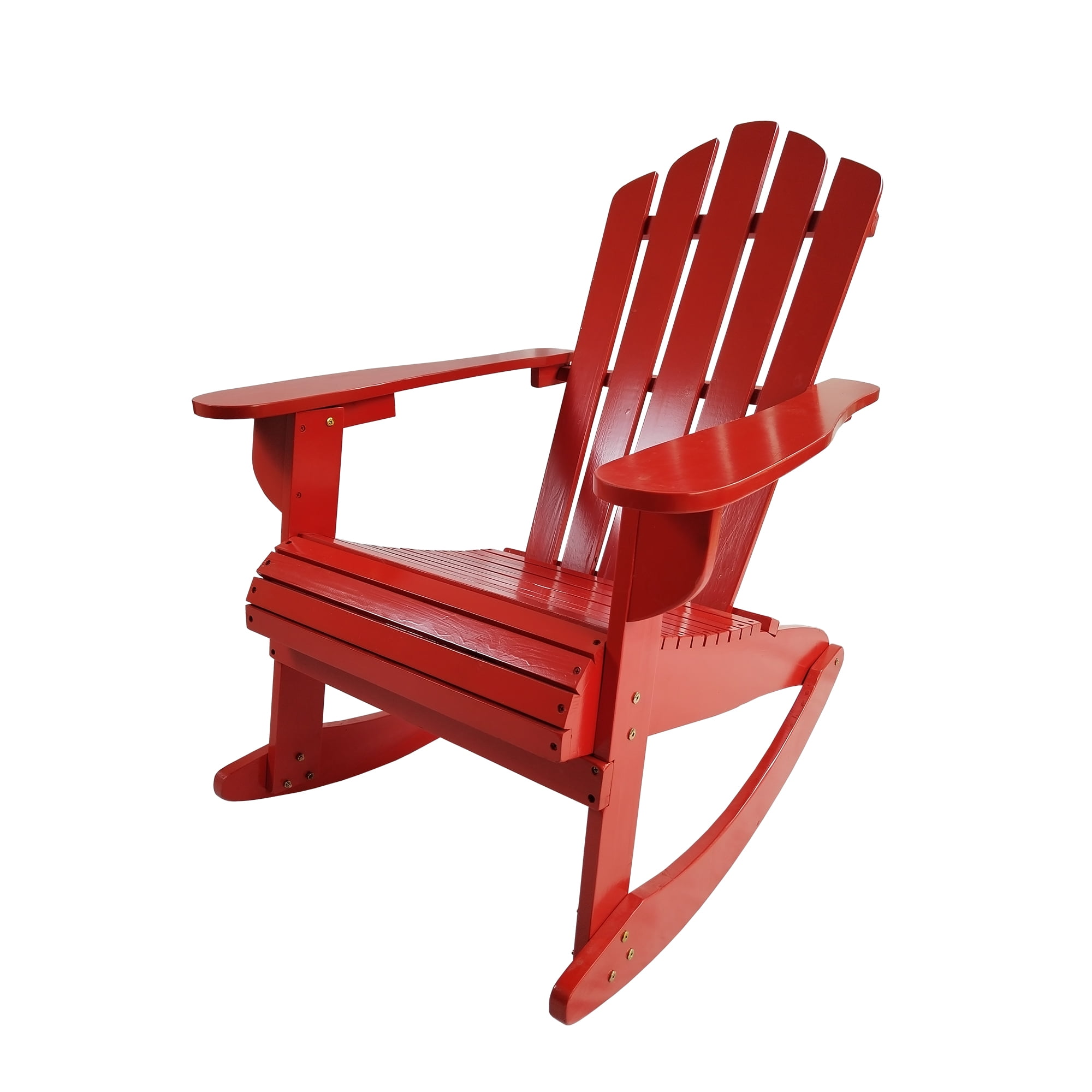 Best Reclining Wooden Outdoor Rocking Adirondack chair, Red