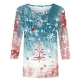 thumbnail image 4 of Christmas Shirts for Women 3/4 Sleeve Round Neck Snowflake Tees Tshirts Fall Shirt Blouse for Christmas Wear Fall Clothes My Items, 4 of 5