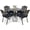 Dark Bronze/Navy Blue, variant on MEETWARM 5 Piece Patio Dining Set, Outdoor All-Weather Cast Aluminum Dining Table Set, Patio Furniture Set for Backyard Garden Deck, Include 4 Chairs and a 35.4" Round Table with Umbrella Hole