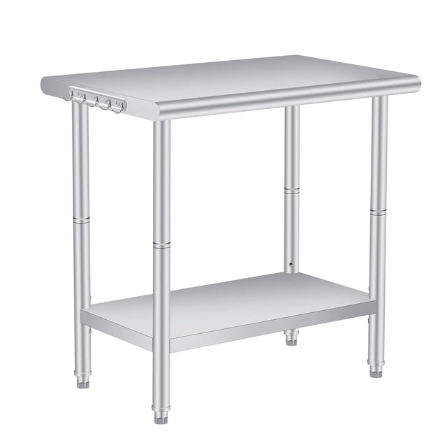 Table de Travail de Laboratoire en Acier Inoxydable Certifiée NSF - Tablette Inférieure Réglable, Crochets, Dosseret et Pare-Éclaboussures - Table de Préparation Commerciale Robuste pour Restaurant, Labo, Camion de Nourriture, Cuisine Familiale