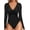 Black, variant on Bodysuits For Women Long Sleeve Knotted Deep V Neck Fitness Training Yoga Sports Onesie