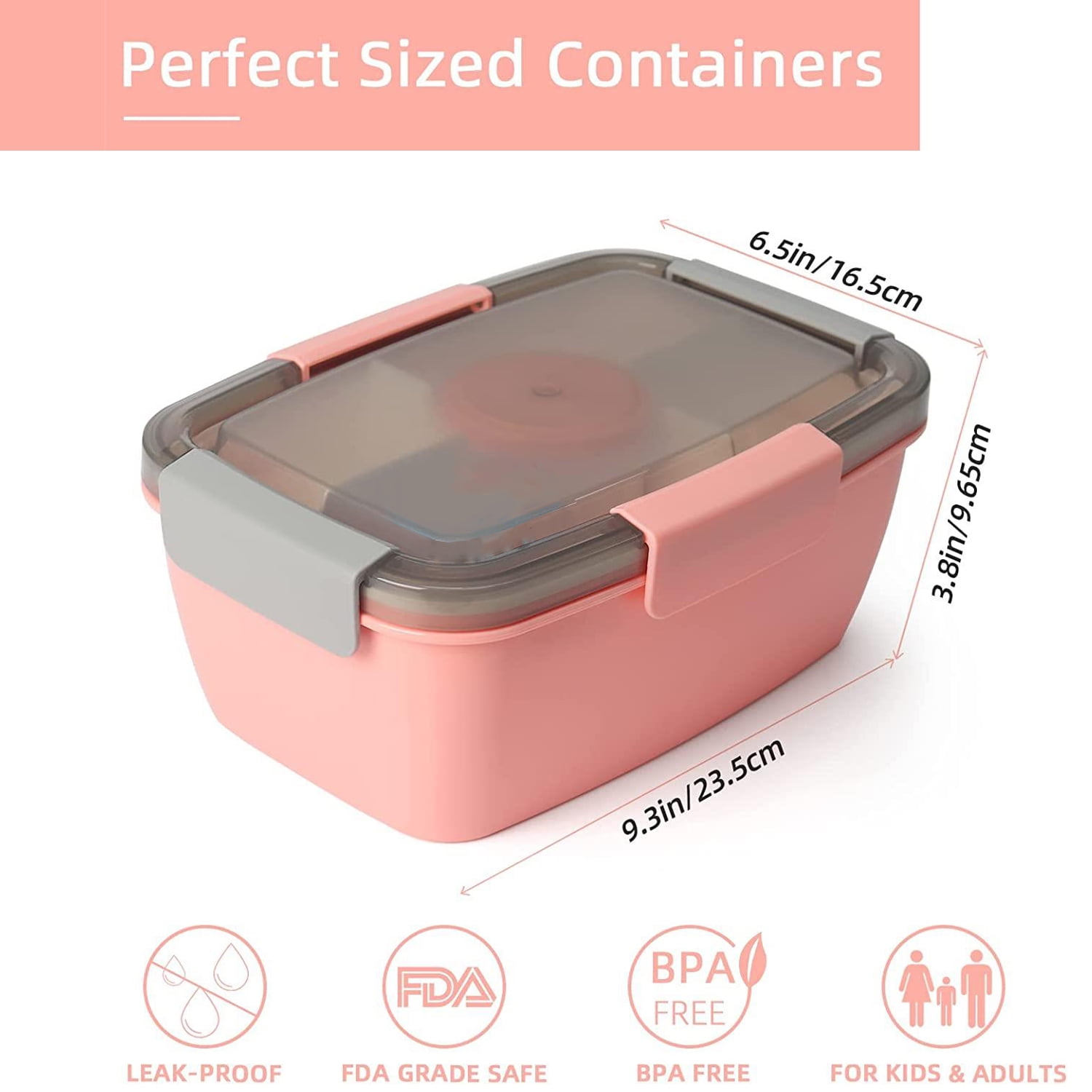 Caperci Salad Lunch Container with 68 oz Salad Bowl - Large Adult Bento  Lunch Box, 5-Compartment Ben…See more Caperci Salad Lunch Container with 68  oz