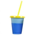 thumbnail image 1 of Creative Color Changing Cup with Lid and Straw Reusable Plastic Short Cold Drink Cup for Adult Children(Orange), 1 of 2