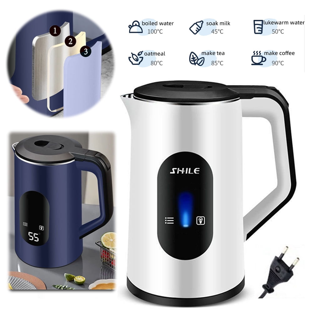 Yiaieng 3L Stainless Steel Electric Tea Kettle Auto-Shutoff 1500W Water Boiler (White)