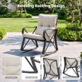 thumbnail image 4 of MOALCOFER 3 Pieces Bistro Set Patio Rocking Chairs Outdoor Furniture w Warm Gray Cushions, Glass-Top Table for Garden, Pool, Backyard, 4 of 6