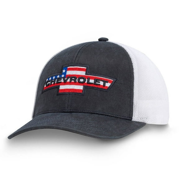 Chevrolet Bowtie American Flag Blue and White Mesh Hat - Adult