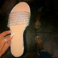 thumbnail image 5 of Women Flat Sandals Rhinestone Decor Open Toe Fashion Bling Glitter Slides Slip on Comfy Summer Slippers for Beach Vacation Sandal, 5 of 5