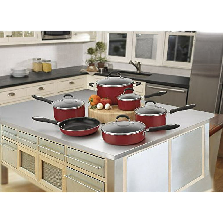  Cuisinart 55-11R 11-Piece Set Advantage Nonstick Cookware, Red:  Home & Kitchen