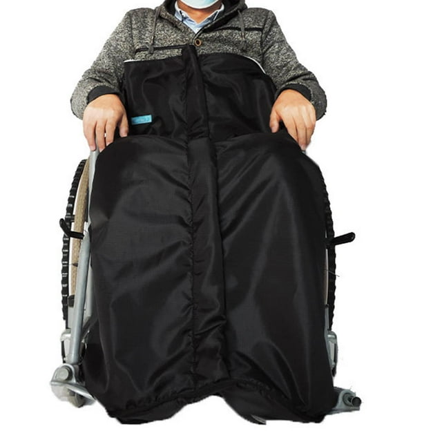 Cubierta para silla de ruedas forrada cremallera de invierno para la parte inferior del cuerpo Cierre de cremallera Lavable a Negro Macarena Manta para silla de ruedas