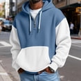thumbnail image 3 of Y2K Style Men's Quarter-Zip Hooded Waffle Knit Sweatshirt, Thickened Fleece Texture Pullover, Fall Spring Retro Fashion,Royal Blue,M, 3 of 5