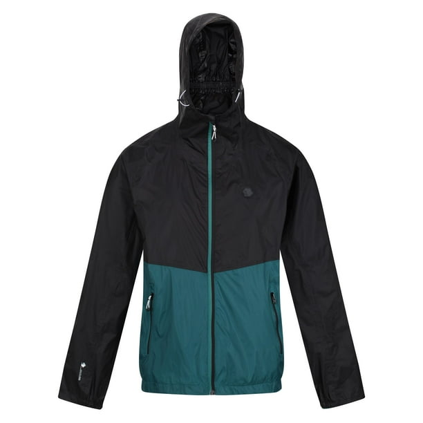 Regatta - Chaqueta Impermeable Pack It Pro para Hombre (Negro, Verde Pacífico)