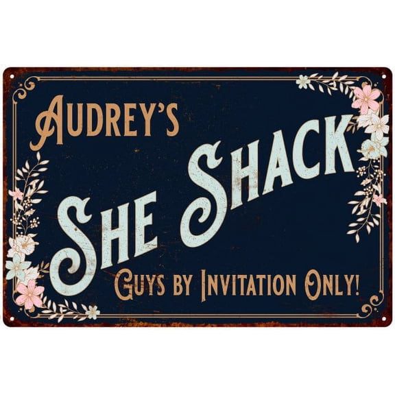Audrey's SHE SHACK Sign Metal Wall Decor 8 x 12 High Gloss Metal 208120060176