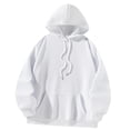 thumbnail image 2 of Sudaderas con capucha para mujer, moda informal, clásica, con cordón, sudadera blanca simple con cuello redondo S, 2 of 8