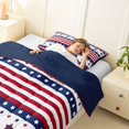 thumbnail image 3 of Manfei Stars Striped Twin Comforter Sets,Red Navy Bedding Set,Navy Blue Reversible,2pcs,1 Comforter and 1 Pillowcase, 3 of 7