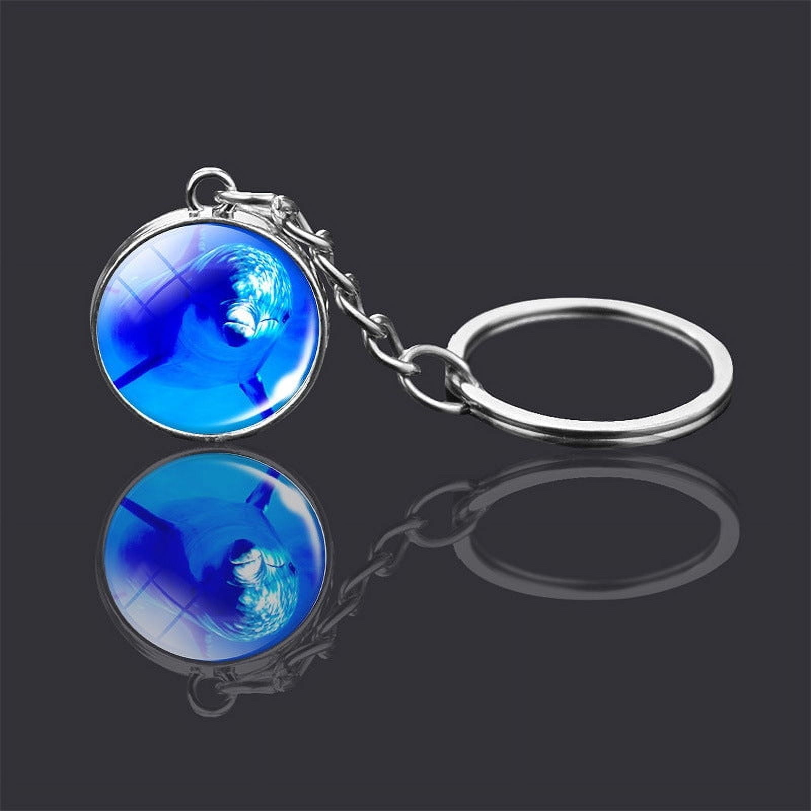 Double-Sided Glass Ball Animal Keychains, Metal Key Ring with Glass Pendant, Unisex Key Accessories, 2cm Diameter